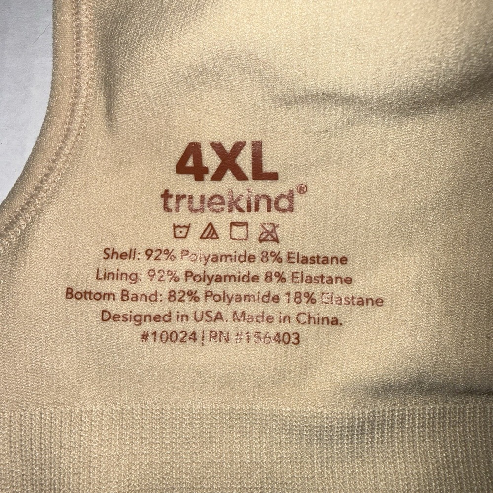 Truekind Daily Comfort Wireless Shaper Bra Women 4XL Nude Stretch Full Coverage - Picture 8 of 8